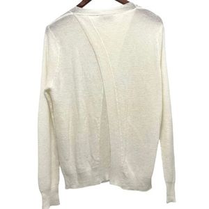 A.L.C. Italian Yarn Split Back Linen Blend Sweater Longsleeve White/Ivory Medium